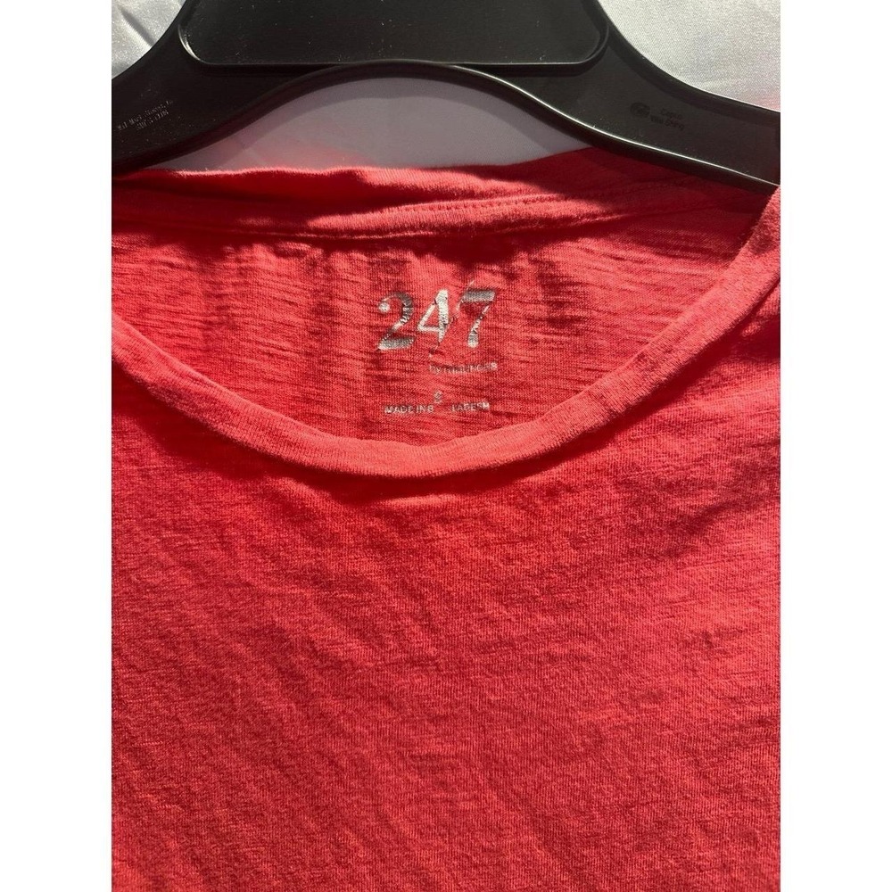 24/7 by Maurices Women Pink Short Sleeve Knot Front Slub Knit Tee Shirt Small - Picture 2 of 4
